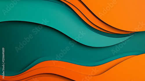 Grainy teal orange dark gradient wave background abstract vibrant retro style noise texture banner design copy space photo