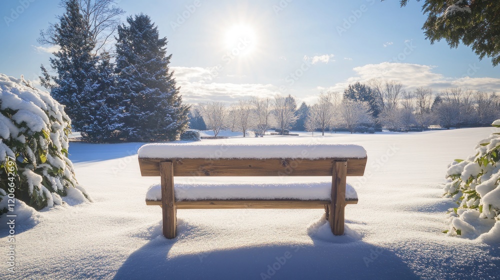 Snowy Bench in a Winter Wonderland Snowy Bench in a Winter Wonderland