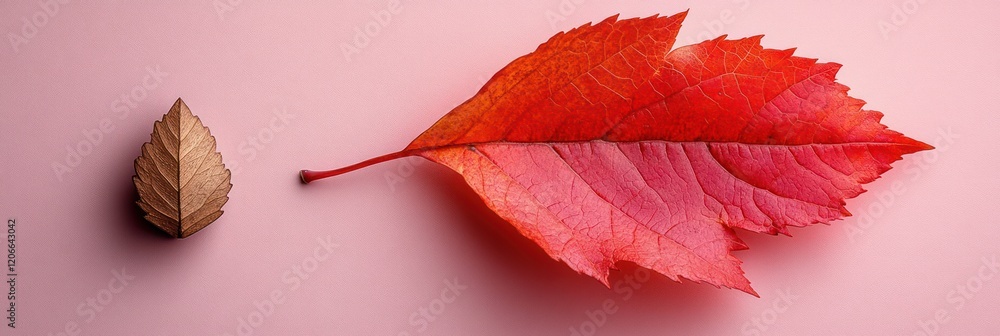 Obraz premium Autumnal Contrast: A Study in Red and Brown Leaves
