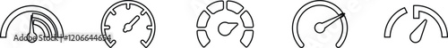 Speedometer icon. Speed indicator icon line set. Feedback Rating meter performance concept Dashboard level scale vector for apps Fast speed sign low and high barometers, gauge, score progress