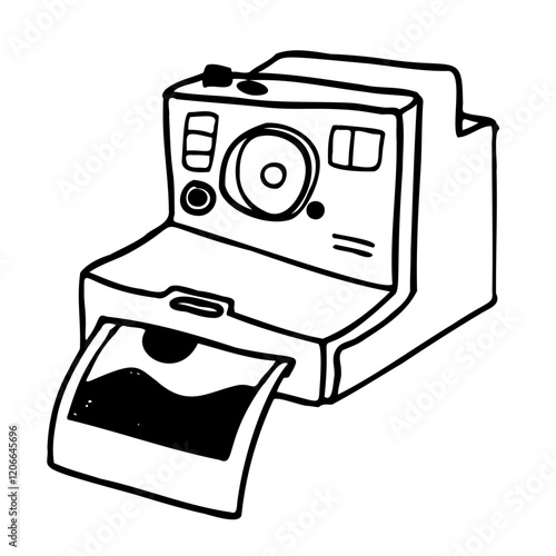 Instant camera printing a photograph