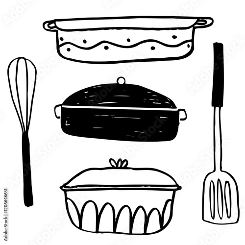 Kitchen items, utensils and cookware 
