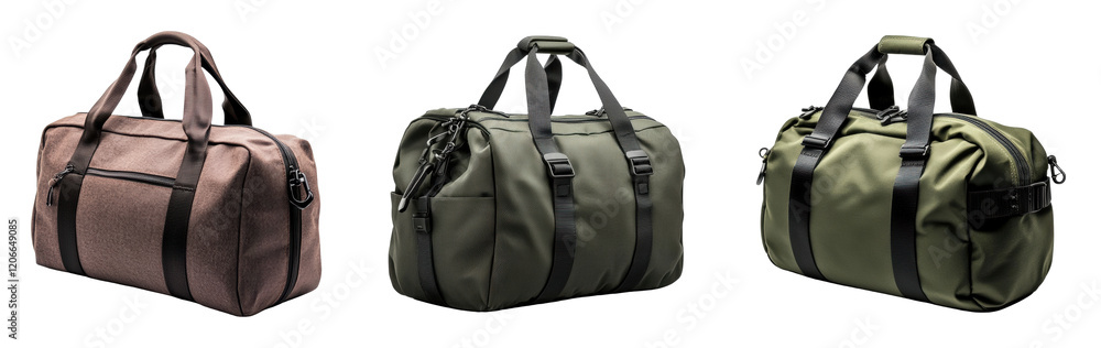 Naklejka premium Stylish and functional duffel bags in various colors