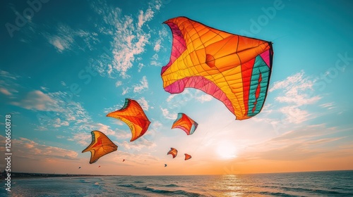Sunset Kitesurfing Session at the Beach