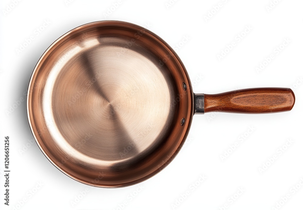 Copper frying pan with wooden handle, isolated on white. Copper frying pan with wooden handle, isolated on white.