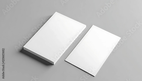 Two vertical postcard mockup blank paper template. White empty card for design in 3D rendering