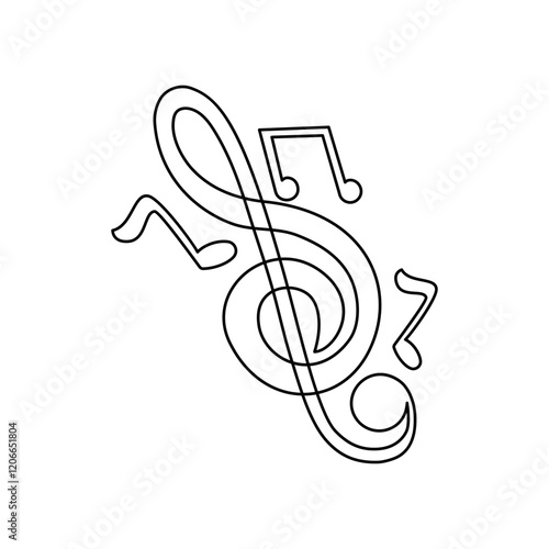 Music icon single-line art elegantly portrays the soul of music, using a continuous line to symbolize harmony, rhythm, and the universal language of melody.