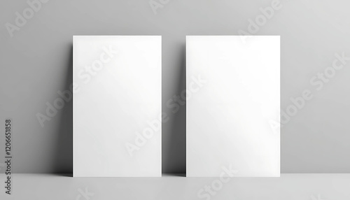 Two vertical postcard mockup blank paper template. White empty card for design in 3D rendering