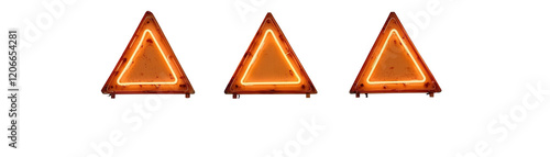 Warning triangle emergency sign roadside image with transparent background safety environment close-up view alert concept photo