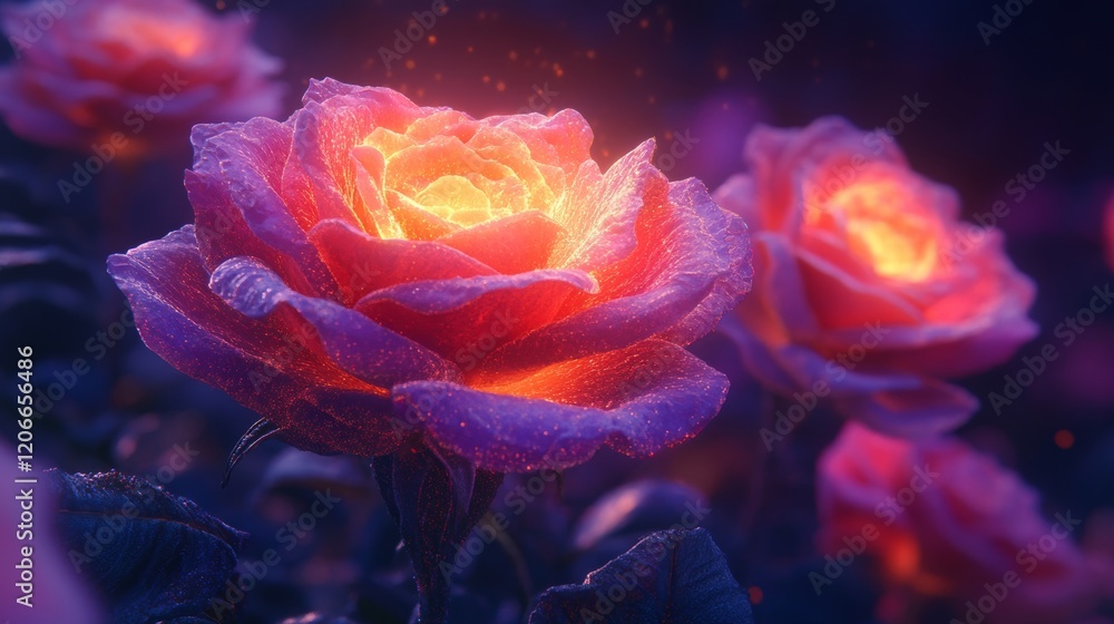a photo of roses with a glowing center a photo of roses with a glowing center