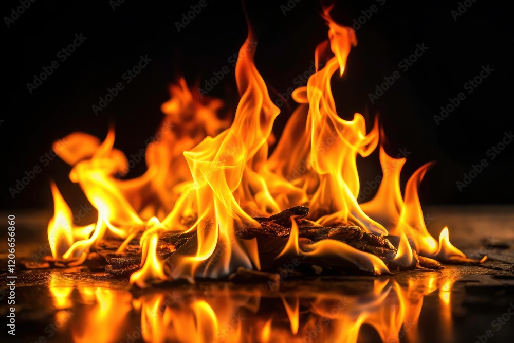 Black background enhances the macro fire's vibrant tilt-shift miniature effect, forming abstract flame photography. Black background enhances the macro fire's vibrant tilt-shift miniature effect, forming abstract flame photography.