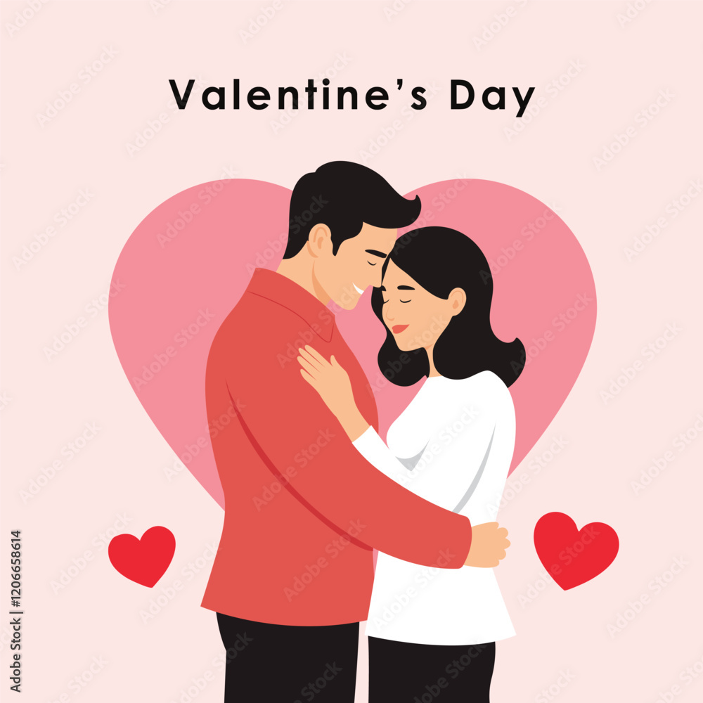Romantic Couple Embracing on Valentine's Day. illustrator vector. Romantic Couple Embracing on Valentine's Day. illustrator vector.