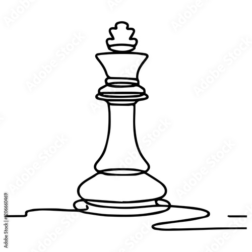 Line drawing of chess king on white background