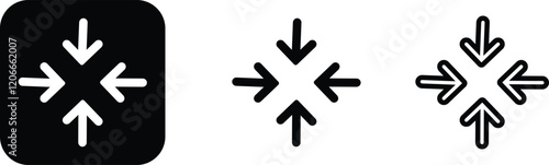 Maximize icon logo design Full Screen Arrow and Exit Screen Icons Black Silhouette flat line set. Minimalist with arrows pointing outward, representing zoom or expand functions in digital interfaces