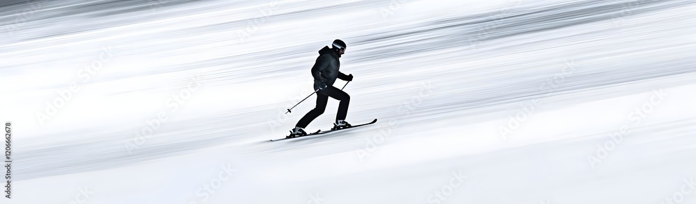Obraz premium A skier glides down a snowy slope, showcasing the thrill of winter sports.