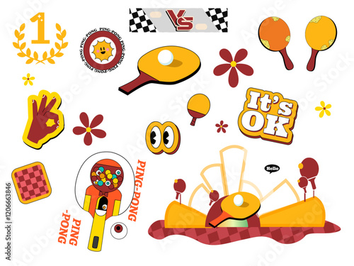 pingpong table tennis vector collection illustration set flyer banner advertising marketing