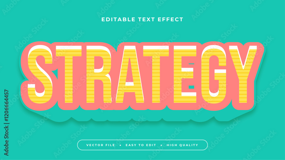 strategy editable text effect with yellow pink and green bold gradient style