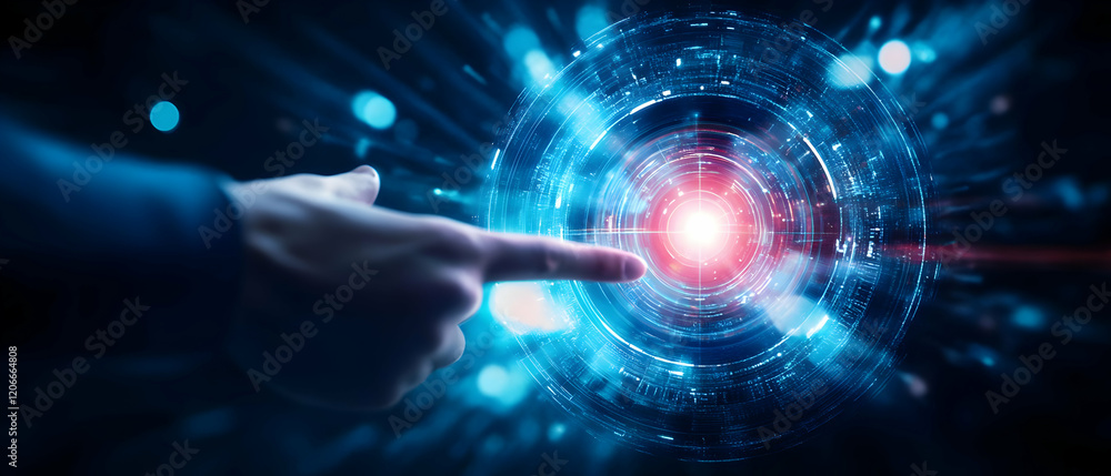 Futuristic interaction with digital interface. Futuristic interaction with digital interface.