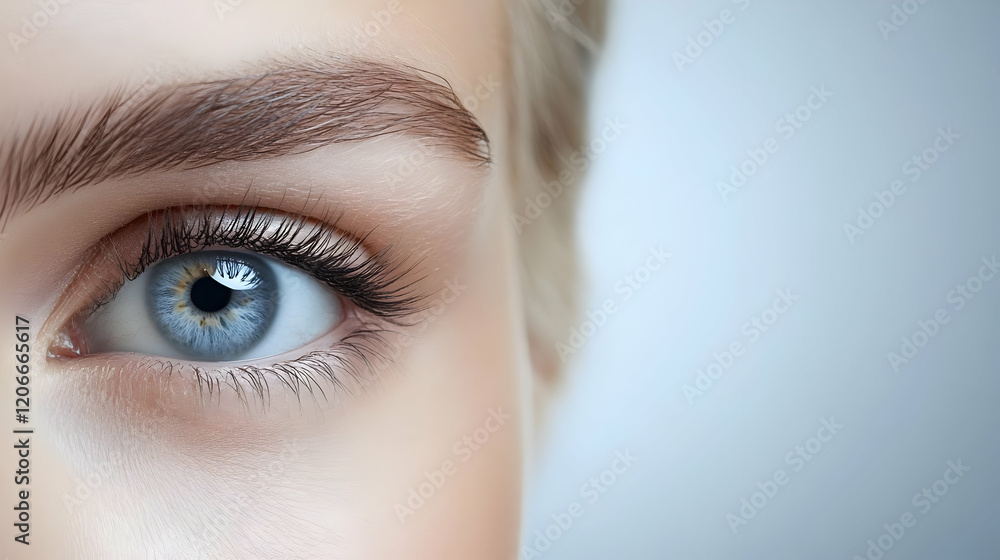 Close-up of a striking blue human eye. Close-up of a striking blue human eye.