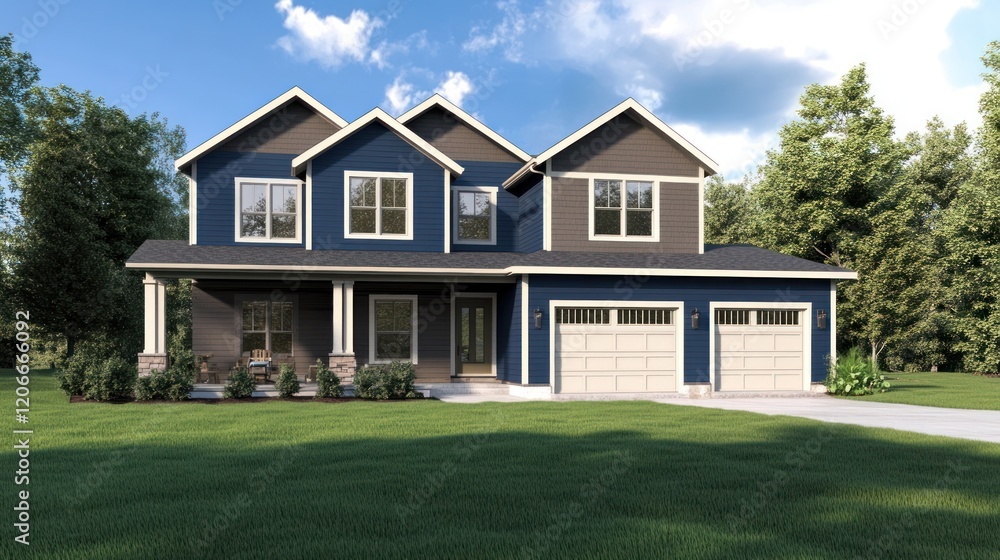 Obraz premium Modern House Exterior with a Large Yard