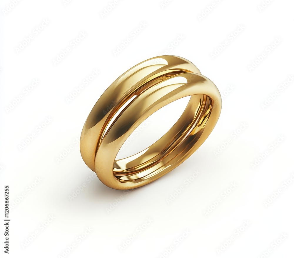 Two gold bands, simple wedding rings, overlapping design. Two gold bands, simple wedding rings, overlapping design.