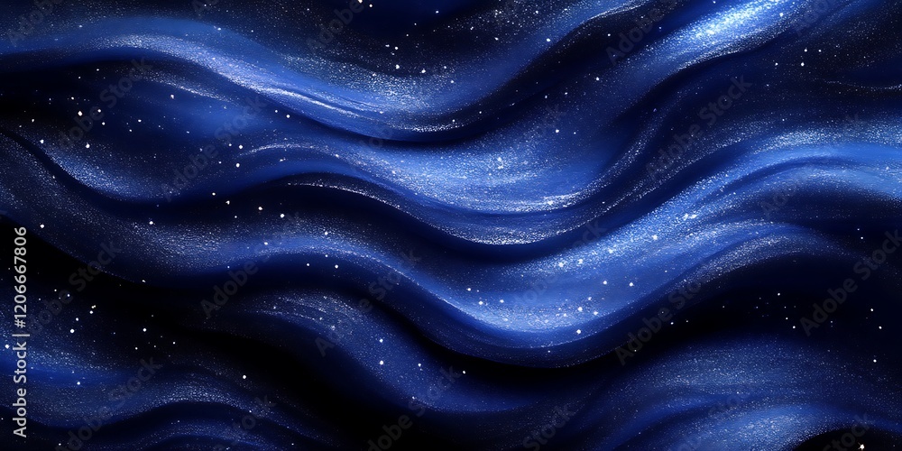 Blue fabric with glittering waves. Blue fabric with glittering waves.
