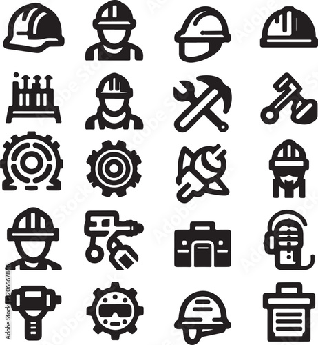 construction icons set