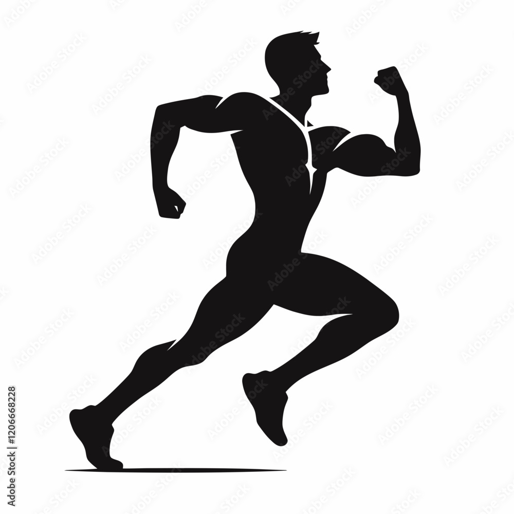 Running with arms pumping silhouette in black on a white background Running with arms pumping silhouette in black on a white background