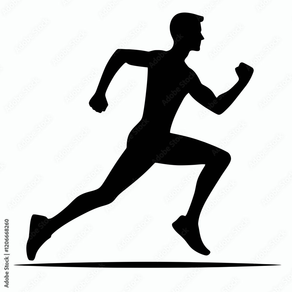 Running with arms pumping silhouette in black on a white background Running with arms pumping silhouette in black on a white background