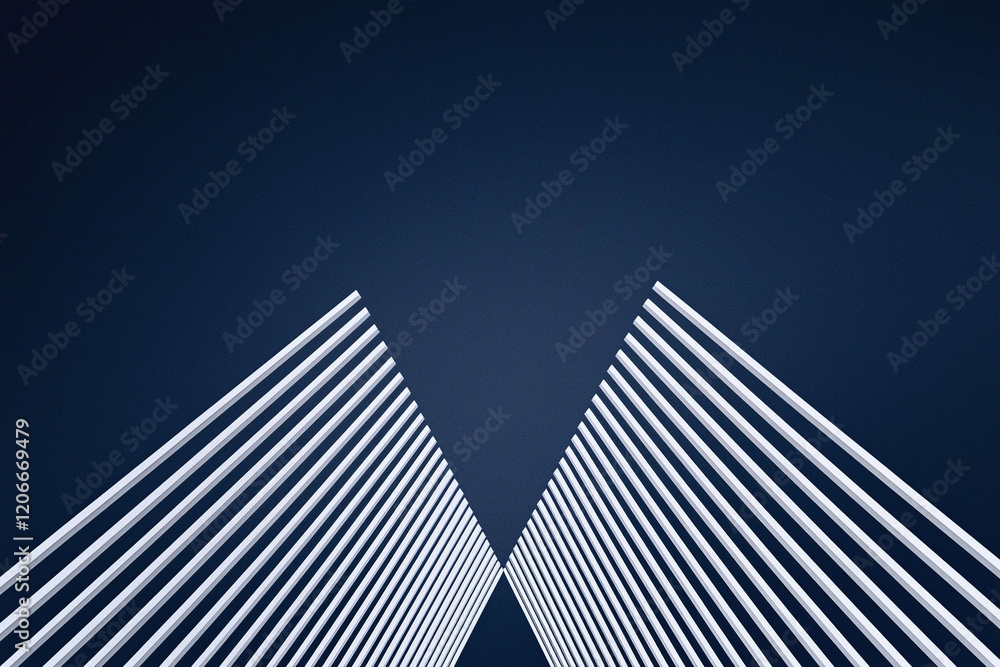 Symmetrical white lines on dark navy, creating a minimalist design with a futuristic feel Symmetrical white lines on dark navy, creating a minimalist design with a futuristic feel