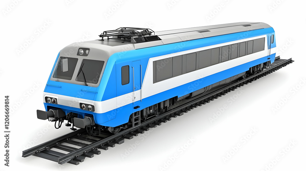 Modern Train, Tracks, Studio, Isolated, Transportation Modern Train, Tracks, Studio, Isolated, Transportation