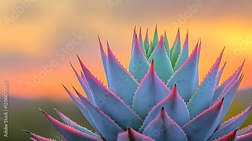 Agave Plant at Sunset Displaying Vivid Colors