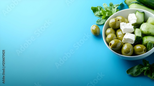 Wallpaper Mural Fresh olives and cucumbers in a vibrant bowl. Torontodigital.ca