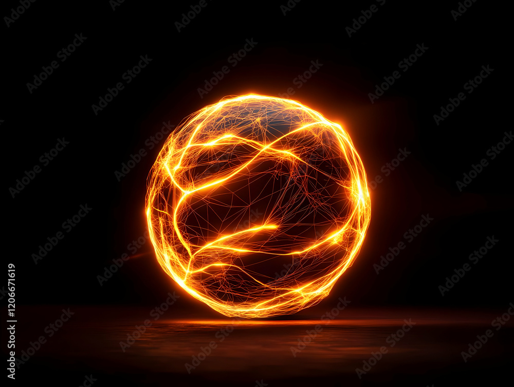 Fototapeta premium Glowing sphere with dynamic light patterns.