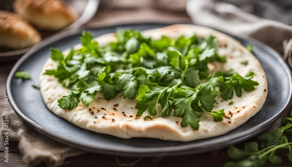 Homemade Organic White pita Bread with Parsley Homemade Organic White pita Bread with Parsley
