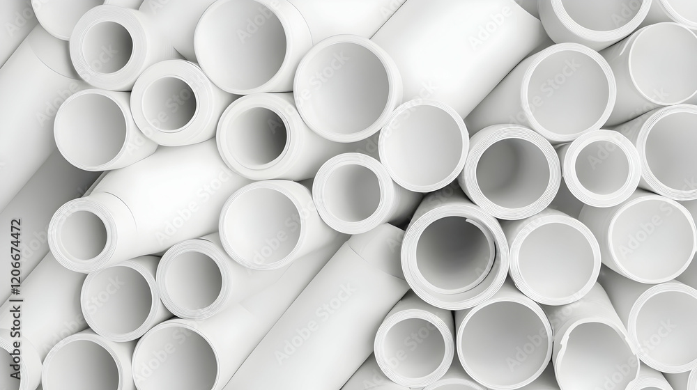 White cylindrical pipes abstract background, industrial design texture White cylindrical pipes abstract background, industrial design texture
