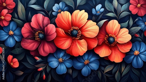 Wallpaper Mural Vibrant Floral Masterpiece: A Symphony of Colors Torontodigital.ca