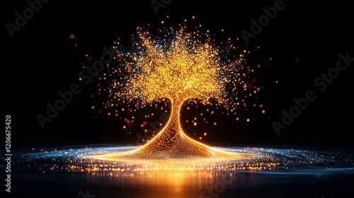 Agentic ai growth digital realm abstract art cosmic environment luminous viewpoint evolution concept