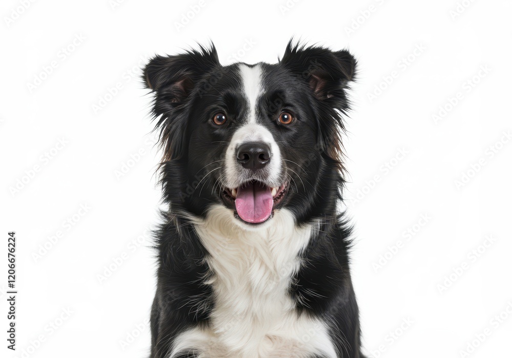 Border Collie dog with tongue out and ears perked up isolated on a white background Border Collie dog with tongue out and ears perked up isolated on a white background