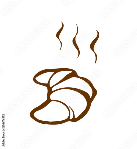 croissant doodle hand drawn sketch