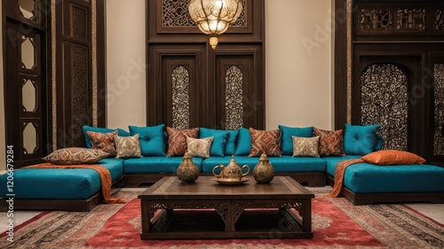 arabic setting for a majlis with traditional Living room ramadan decoration
