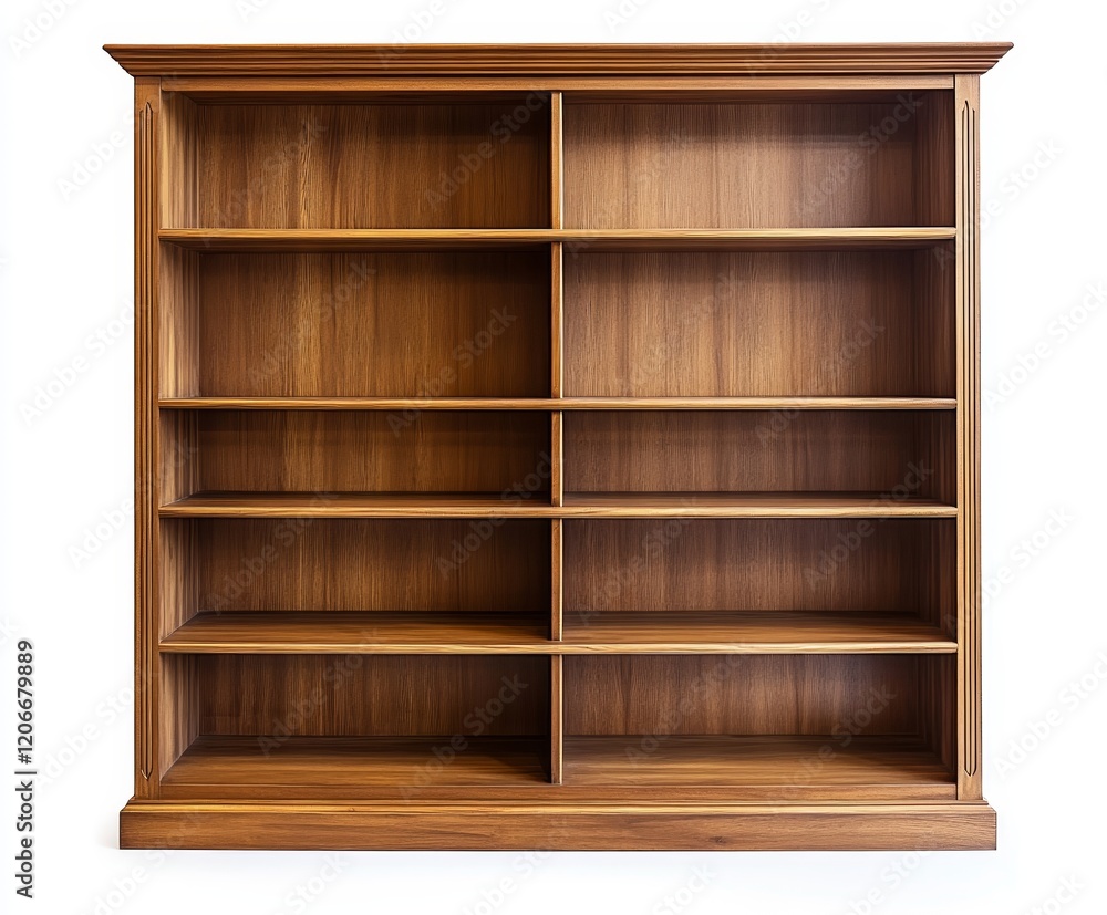 Empty wooden bookcase with multiple shelves. Empty wooden bookcase with multiple shelves.