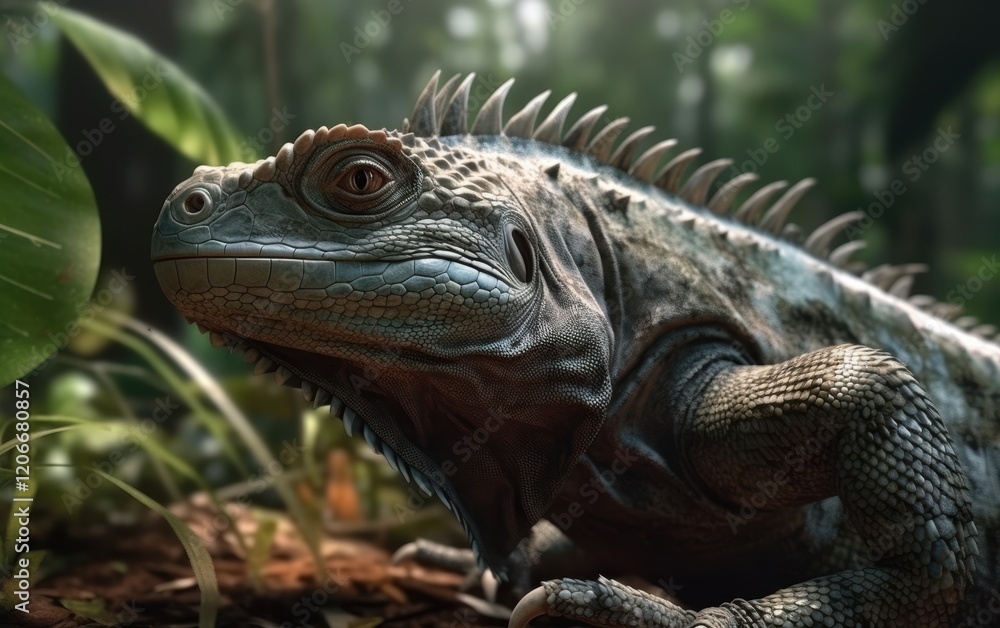 Fototapeta premium Close-up of a Lizard in the Jungle
