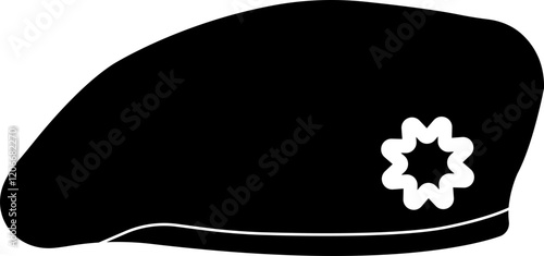 Military beret cap icon in flat. isolated on transparent background Hat icons, captain hat icon, police cap, sun visor, beret, cowboy, military hat. Vector for apps or website