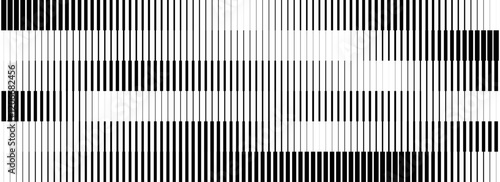 Black striped halftone gradient strips. Fading line gradation background. Repeating linear pattern backdrop. Parallel lines wallpaper for overlay, print, cover. Vector Doppler effect concept