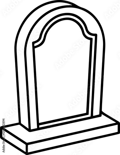 headstone outline vector illustration line art