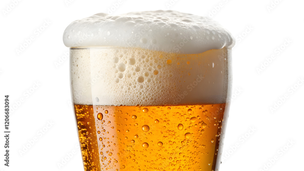 close up glass of beer isolated on white close up glass of beer isolated on white