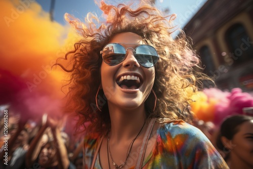 A group of friends at a pride parade photo