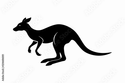 Kangaroo animal silhouette vector illustration on white background
