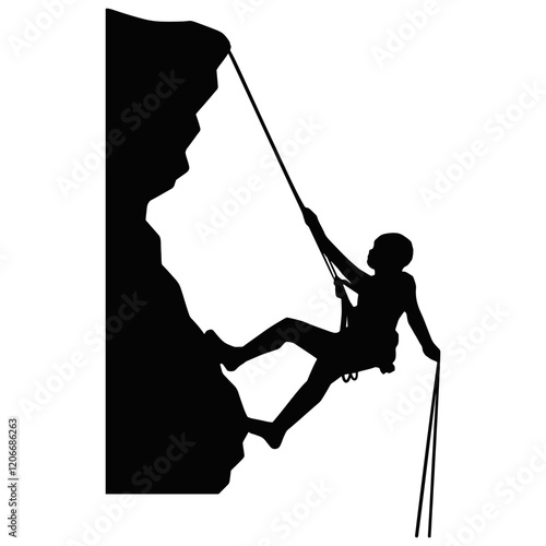 Black Silhouette of People Climbing. Vector Illustration